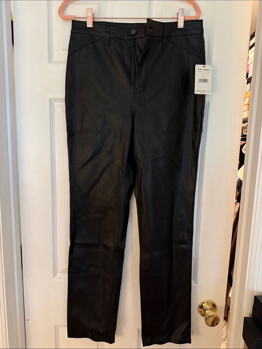 Free People Black Faux Leather straight Women’s Pants
